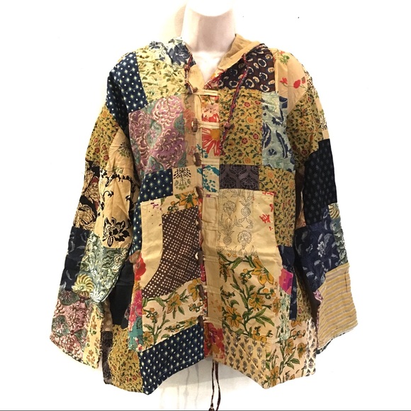 Geeta Jackets & Blazers - Geeta hippie boho festival patchwork hoodie jacket
